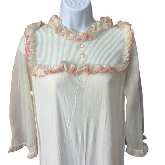 Vintage Union Jeri Morton Sleep Jumpsuit White Pink Lace Sheer Size Medium - Picture 9 of 14